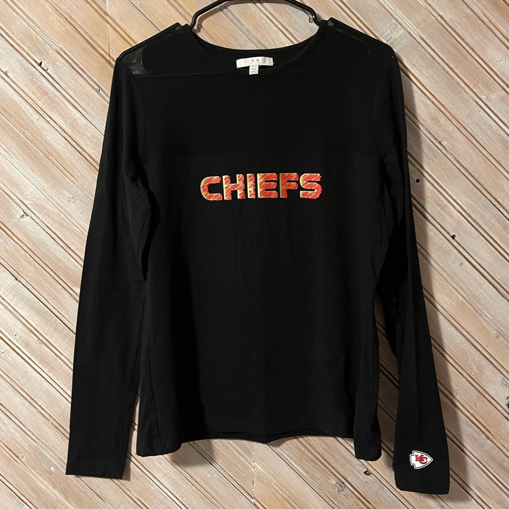 Kansas City Chiefs NFL Football Long Sleeve Top Mesh Chest Cutout Super Soft